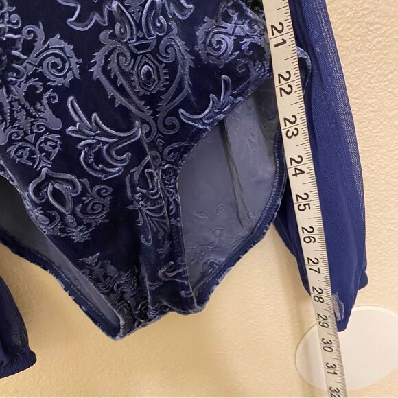 WEISSMAN Dance costume blue poet sleeve rhinestone Heathens 10861 adult MA - Picture 6 of 10